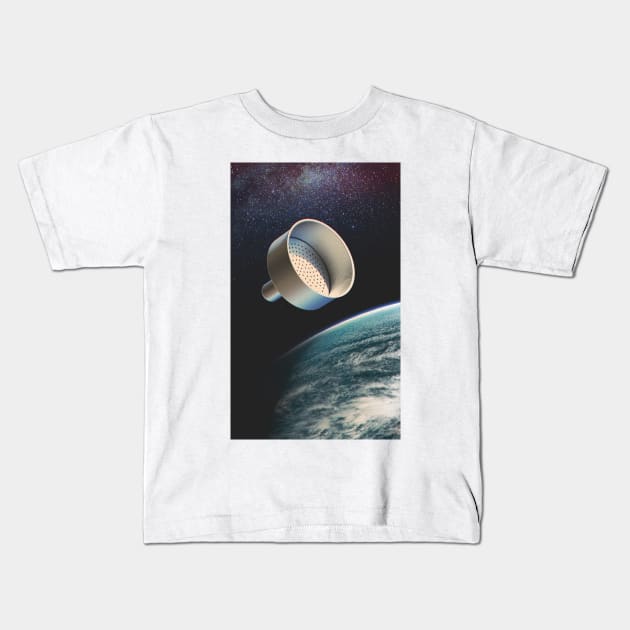 Moka Pot Filter Floating in the Space Kids T-Shirt by ILoveWastingTime